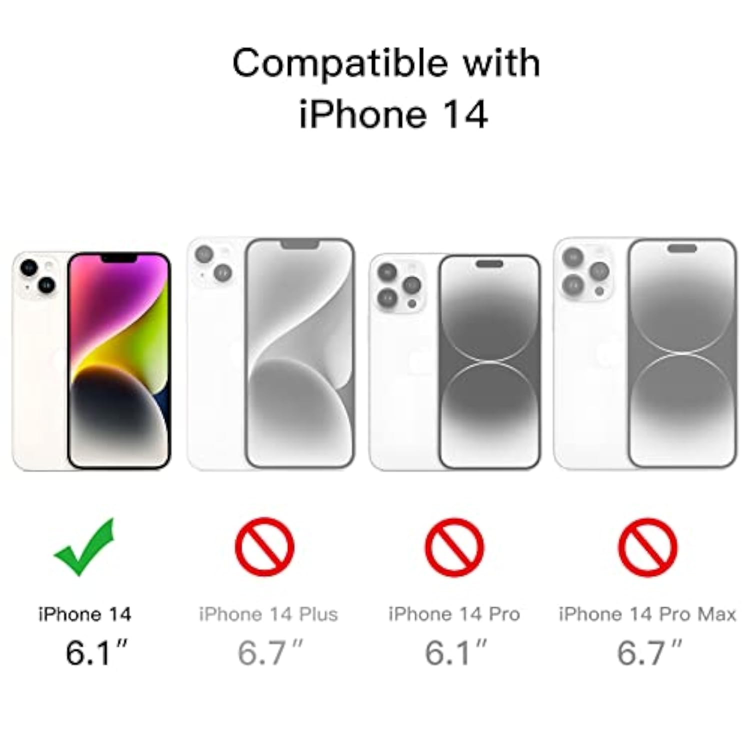 JETech Case for iPhone 14 6.1-Inch with Built-in Tempered Glass Screen Protector, Camera Full Cover All-Around Protection, Shockproof Bumper Phone Cover Clear Back, HD Film (Black)