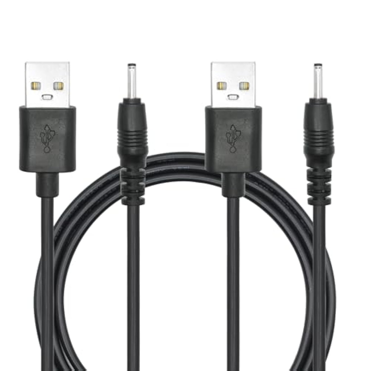 2Pcs Usb To Dc 2.5Mm X 0.7Mm Power Cord, 3Ft Usb 2.0 A Male To Dc 2.5Mm X 0.7Mm Male Plug 5V 3A Power Charging Cable, For Lights, Fans, Speaker And More (Black)