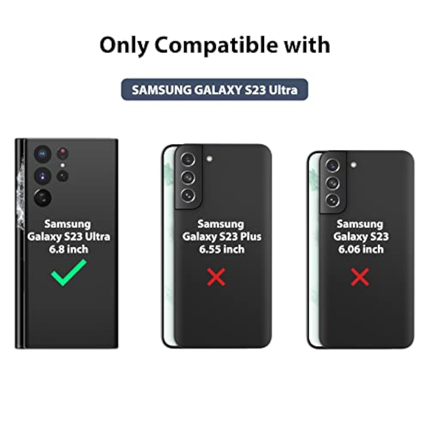 For Samsung Galaxy S23 Ultra Wallet Case With Card Holder And Camera Cover, Pu Leather Case With Magnetic Flip Cover, Card Slot, Slide Camera Protection (6.8 Inch) - Black