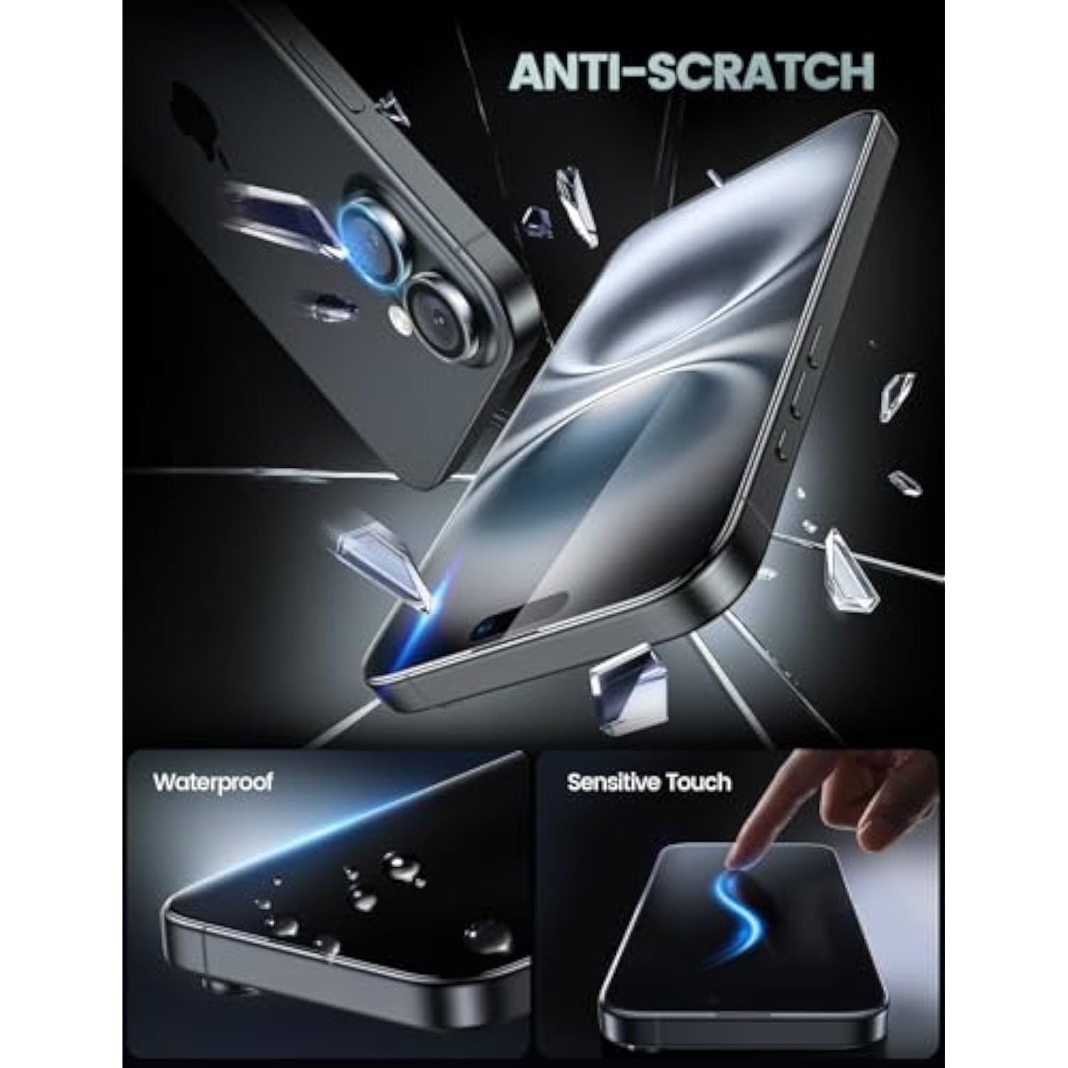 2+2 Pack Screen & Camera Protector for iPhone 16 [6.1"], 9H Glass, Easy Align, HD Clear
