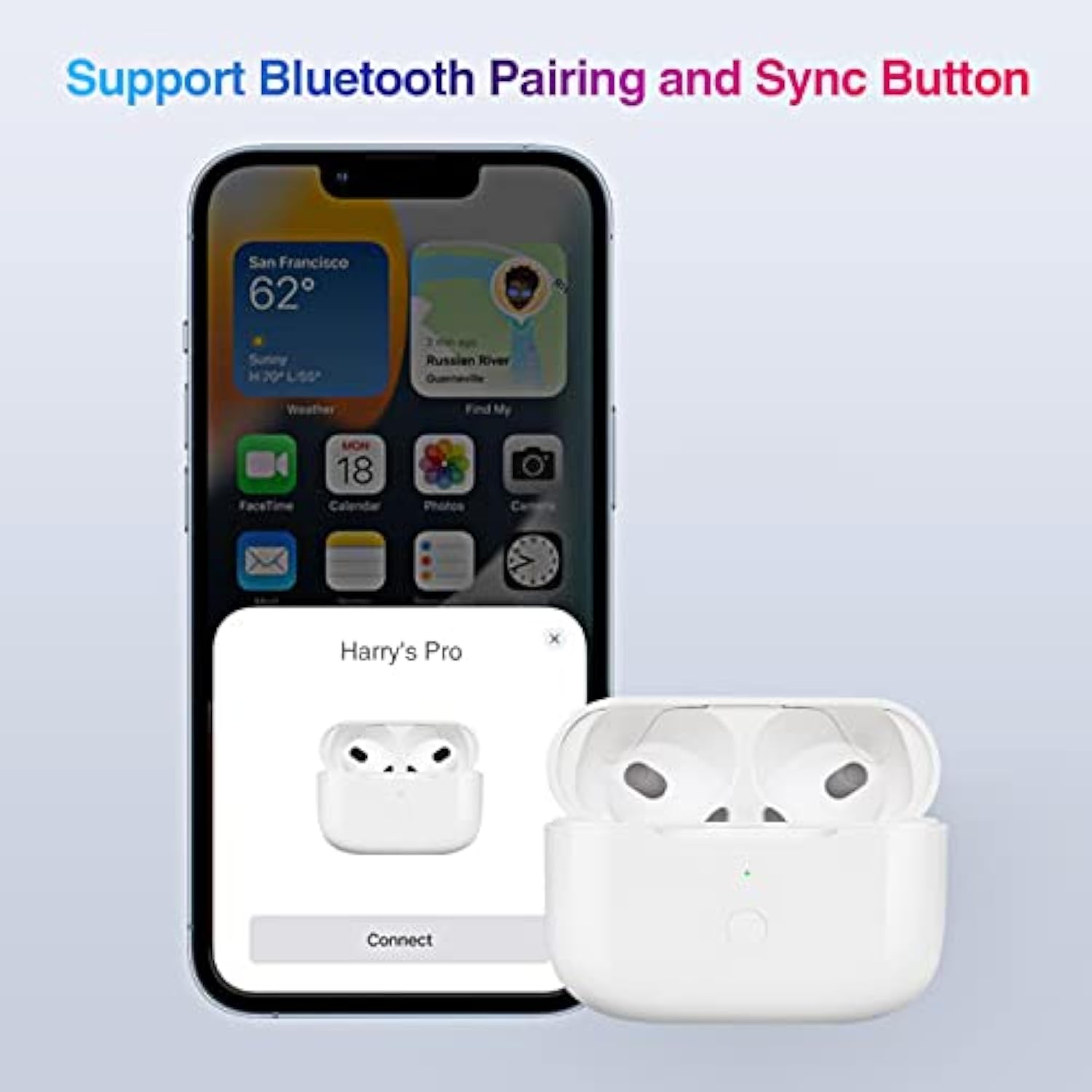 Wireless Charging Case Replacement Compatible With Airpods Pro 1St & 2Nd Generation, Charger Case With Sync Button, Lightnting Charging Port