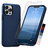 Compatible With Iphone 13 Pro Max Case Silicone With Screen Protector - Navy Blue
