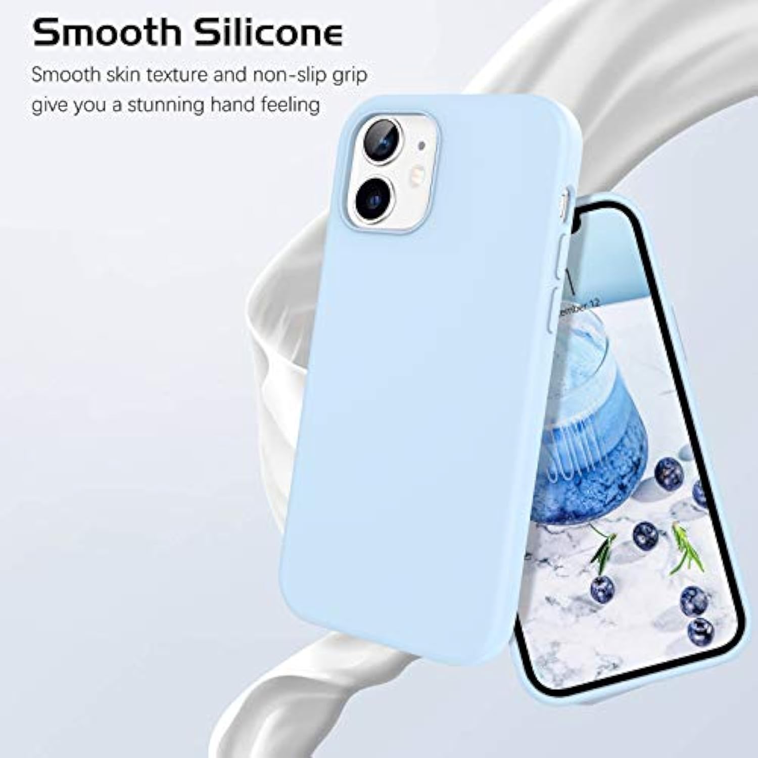 For Iphone 12 Case, Iphone 12 Pro Case Liquid Silicone Soft Gel Rubber Microfiber Lining Cushion Protective Cover Compatible With Iphone 12/12 Pro 5G -6.1 Inch, Light Blue