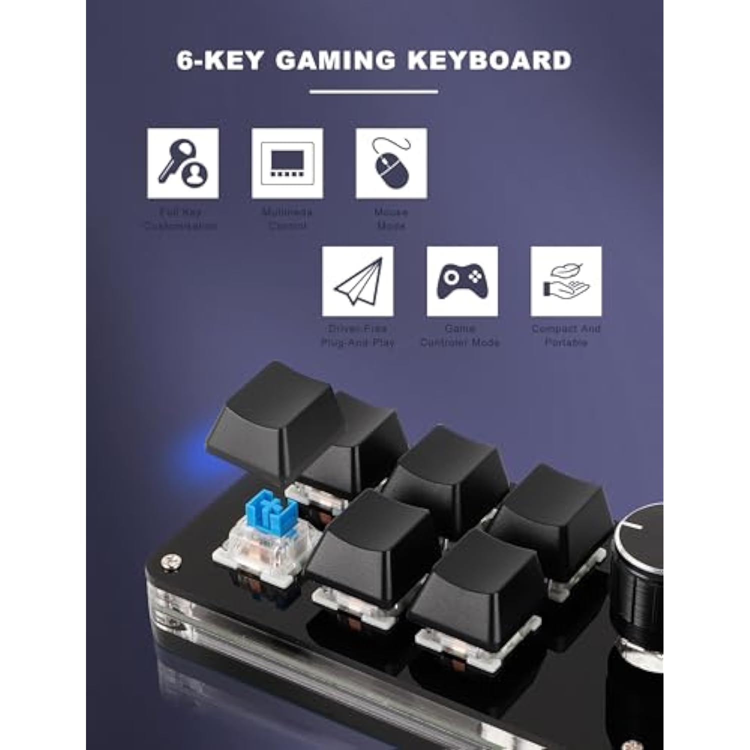 Usb Mini 6Key Keypad Mechanical Programmable Gaming Keyboard Portable One Hand