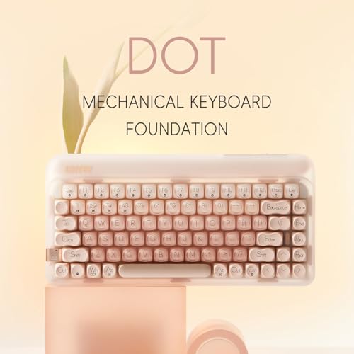 Dot Foundation Mechanical Keyboard, 75% Rechargeable Hot-Swappable Keyboards With 3 Types Connection For Windows, Mac Os/Pink Gateron Baby Racoon Switches