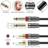 Dual 1/4 Inch Ts To Dual Rca Cable, Heavy Duty 1/4 Male To Rca Male Adapter Stereo Audio Interconnect Quarter Inch Cable, 6 Feet