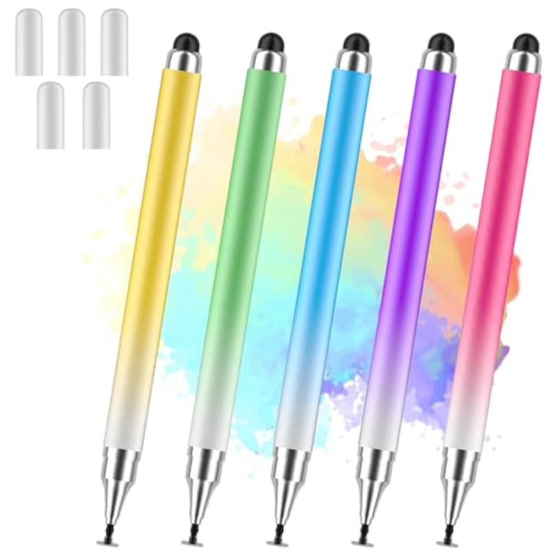 Stylus Pens For Touch Screens, Universal 2 In 1 Stylus Pen For Ipad Compatible With Iphone, Ipad, Android, Microsoft Tablets, Phones, Surface,[5 Pack]-Blue,Green,Pink,Purple,Yellow