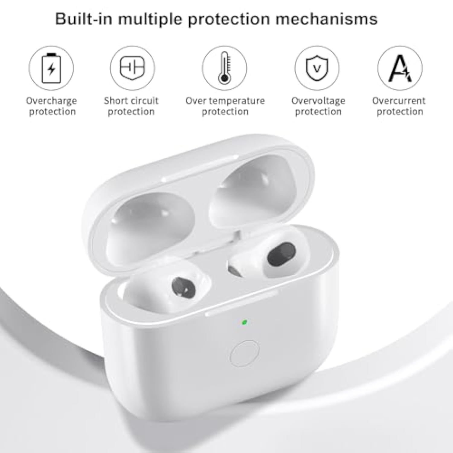 Wireless Charging Case Replacement Compatible With Airpod 3Rd Generation, Air Pod 3 Charger Case With Bluetooth Pairing Sync Button