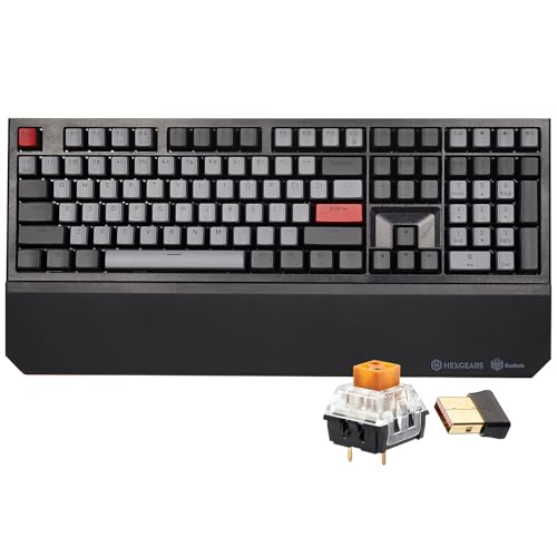X5 Wireless Mechanical Keyboard, Dual-Mode 2.4G/Usb-C Ergonomic Full Size 108 Keys Keyboard, Kailh Box 3.0 Tactile Switch, N-Key Rollover, Backlit Gaming Keyboards With Wrist Rest (Dark)