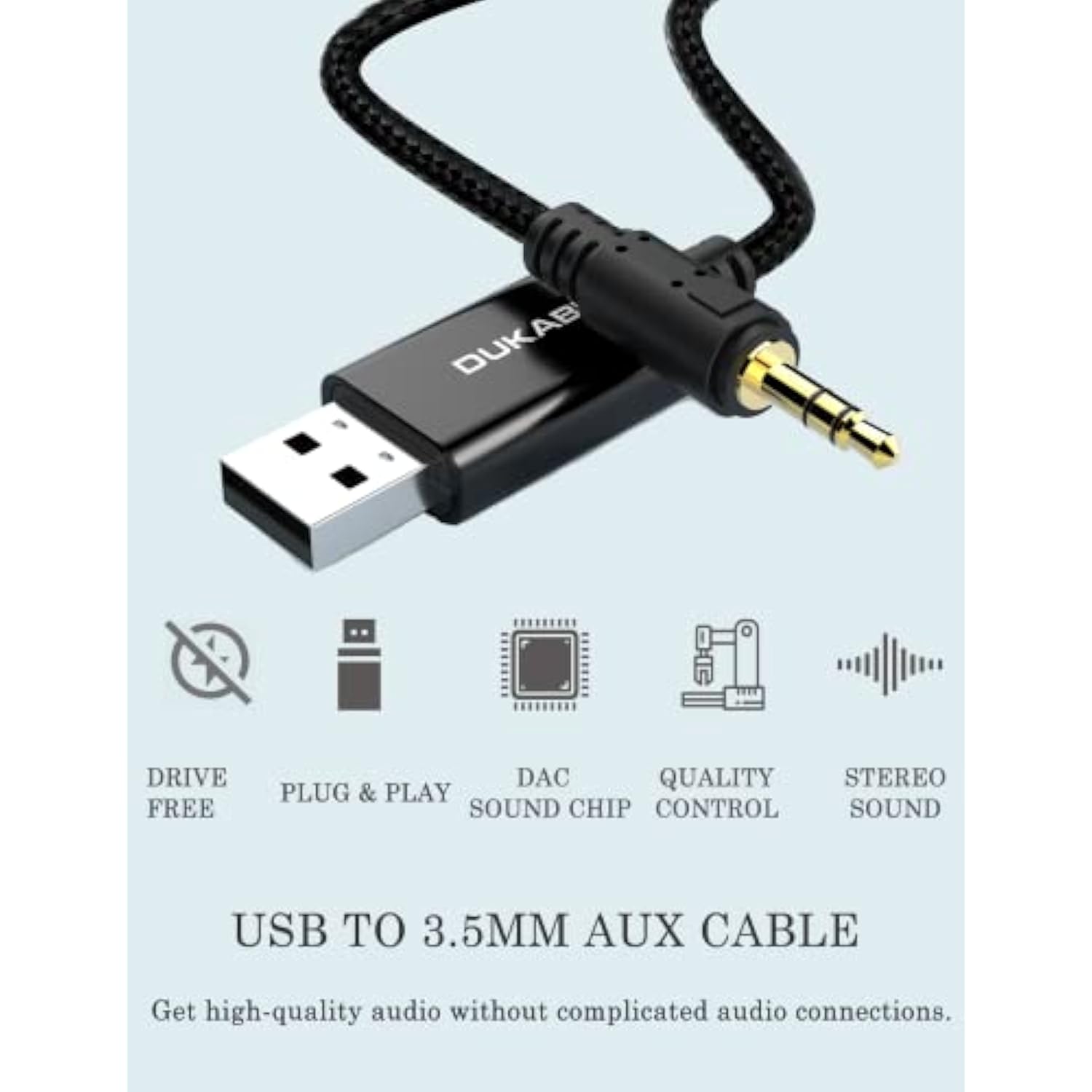 Usb To 3.5Mm Aux Cable, Usb To 3.5Mm Jack Cord For Pc Ps4 Ps5 Usb2.0 To 1/8’’