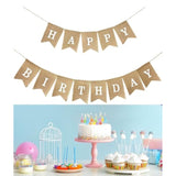 "Happy Birthday" Burlap Banner – Rustic “Happy” And “Birthday” Across Natural Jute Burlap Flags (Approx. 5" × 7") Party Decor With Bold White Print – Over 8?Ft Strand Party Decor For Birthdays, Mantels, & Dessert Tables