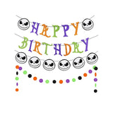Jack Skellington Birthday Banner And Skull Garland Banner For Halloween Horror Nightmare Christmas Birthday Banner Decorations