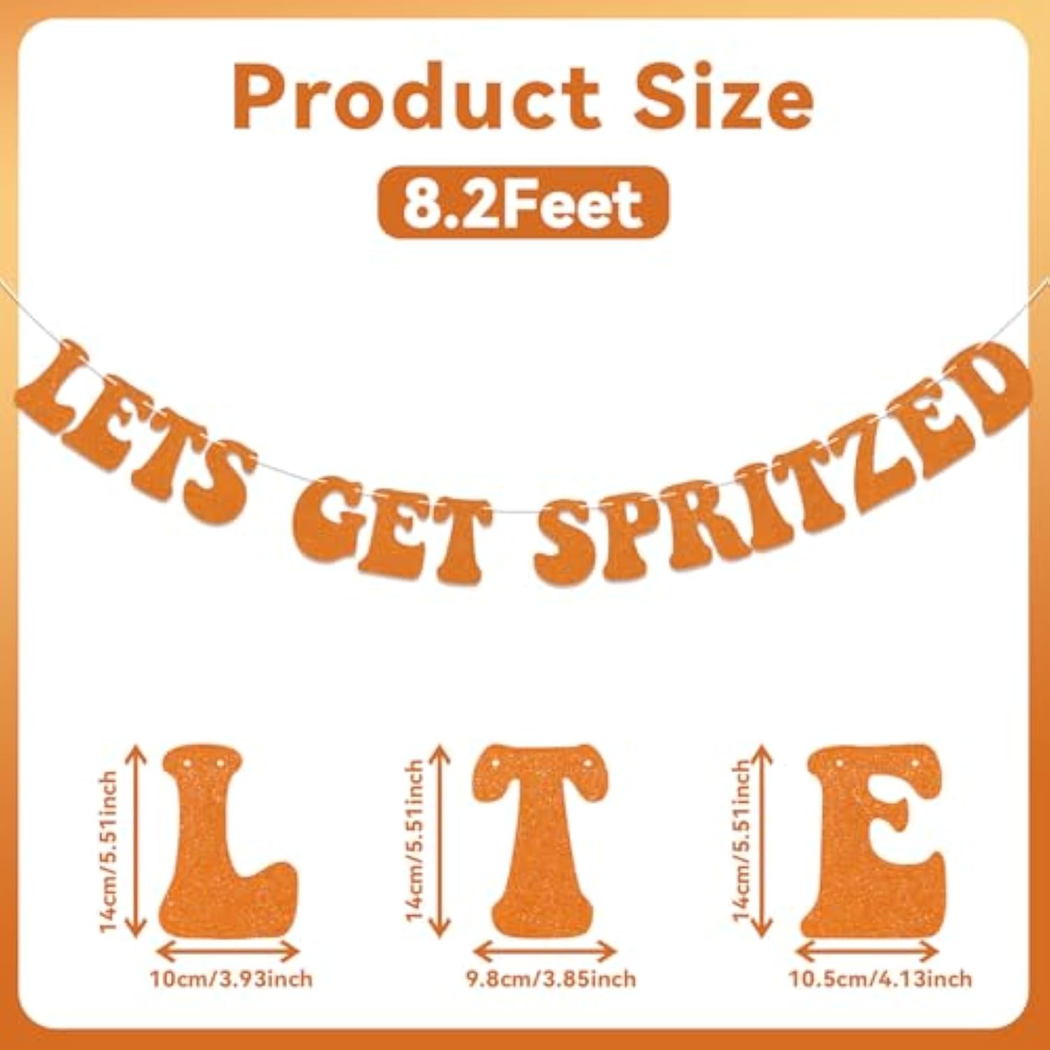 Let'S Get Spritzy Banner - Spritzed Decorations, Love At First Spritz Bridal Shower Party Decor, Get Spritzed Decorations Orange Glitter