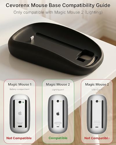 Magic Mouses Charger Base Wireless Charging Dock For Apple Magic Mouse 2 (Lighting), Ergonomic Wand Mouse Grip With Magsafe Charging Support (Black),Charger And Mouse Not Included