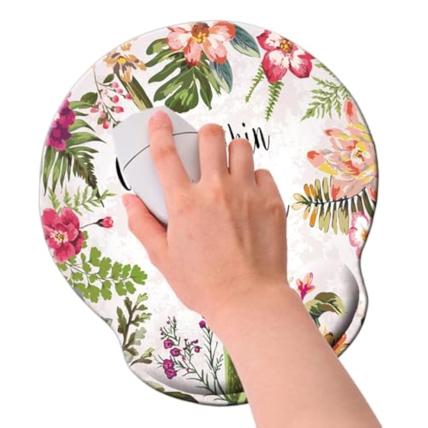 Bible Quote Mouse Pad, Psalm 46:5 God Is Within Her, She Will Not Fall - Mousepad, Watercolor Floral Mousepad With Wrist Support, Cute Wrist Pad For Computer, Laptop, Home Office Gaming, Working.…