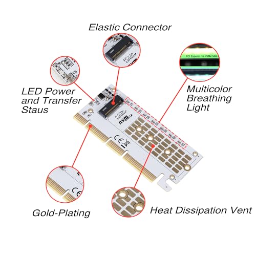 Nvme M.2(M Key) Ssd To Pcie X4/X8/X16 Expansion Card With Rgb Light Aluminum Heat Sink Ssd Apdapter