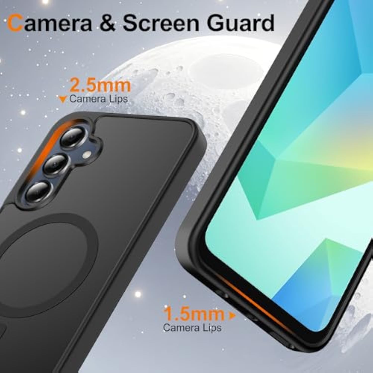 For Samsung Galaxy A16 5G Phone Case, With 2-Pack Tempered Glass Screen Protector And Camera Lens Protector, Translucent Back Shockproof Phone Cover For Samsung Galaxy A16 5G (Black)