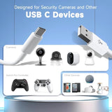 [2 Pack] 16.4Ft/5M Power Cable For Any Usb-C Enabled Security Cameras Or Devices(Phone,Switch Pro Controller,Etc), Usb A To Usb C Charging And Data Sync Cord