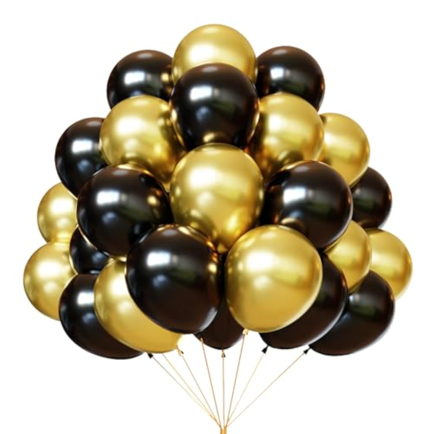 Black And Gold Balloons, 67Pcs 12 Inch Metallic Gold And Black Balloons For Birthday, Retirement, Graduation, New Year'S Eve Party Decorations