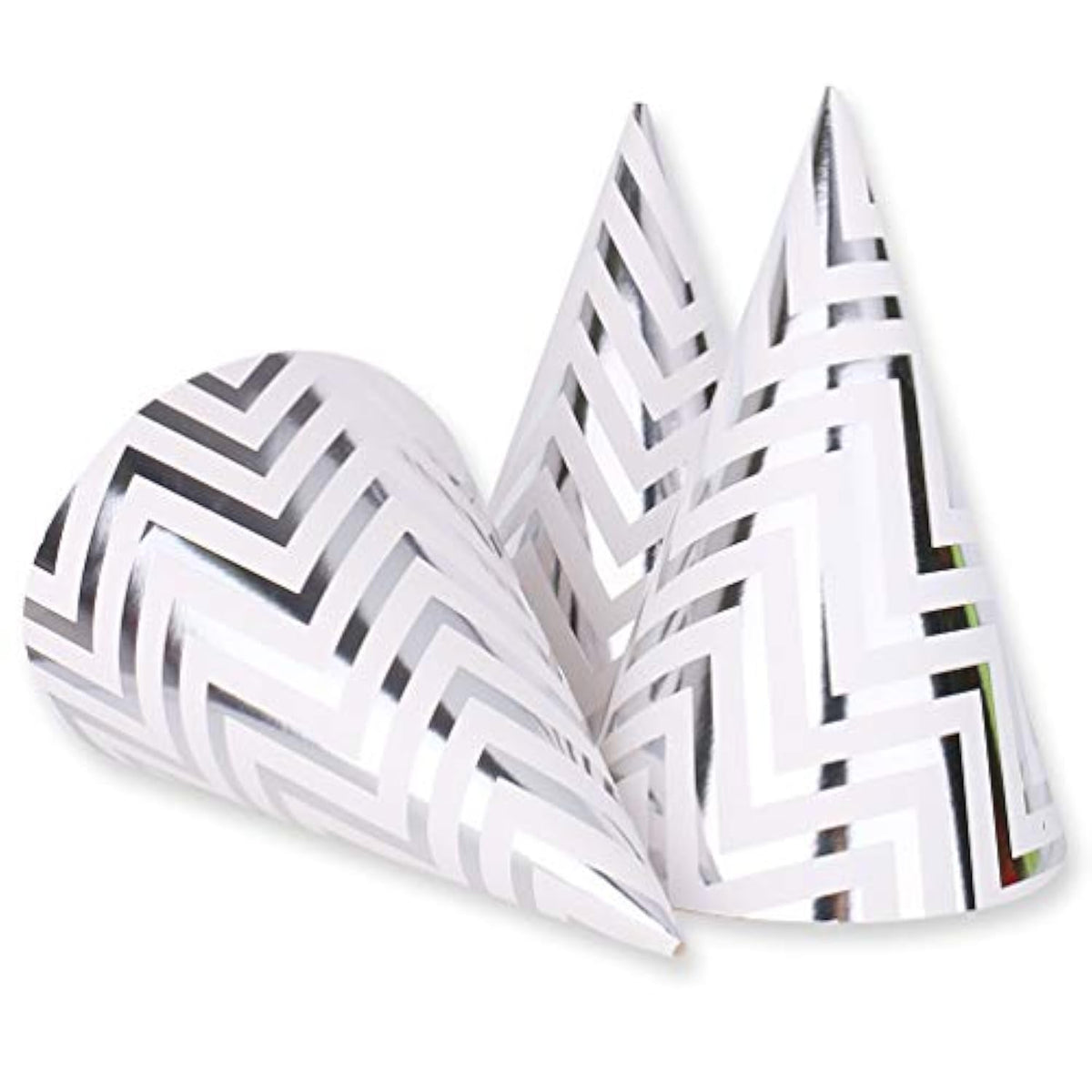 Silver Party Hats For Adults And Kids 10 Pack, 7.9 Inch Large Birthday Cone Hats Bulk, Metallic Foil Paper Headwear For Men, Women, New Year Eve Office Event Decorations