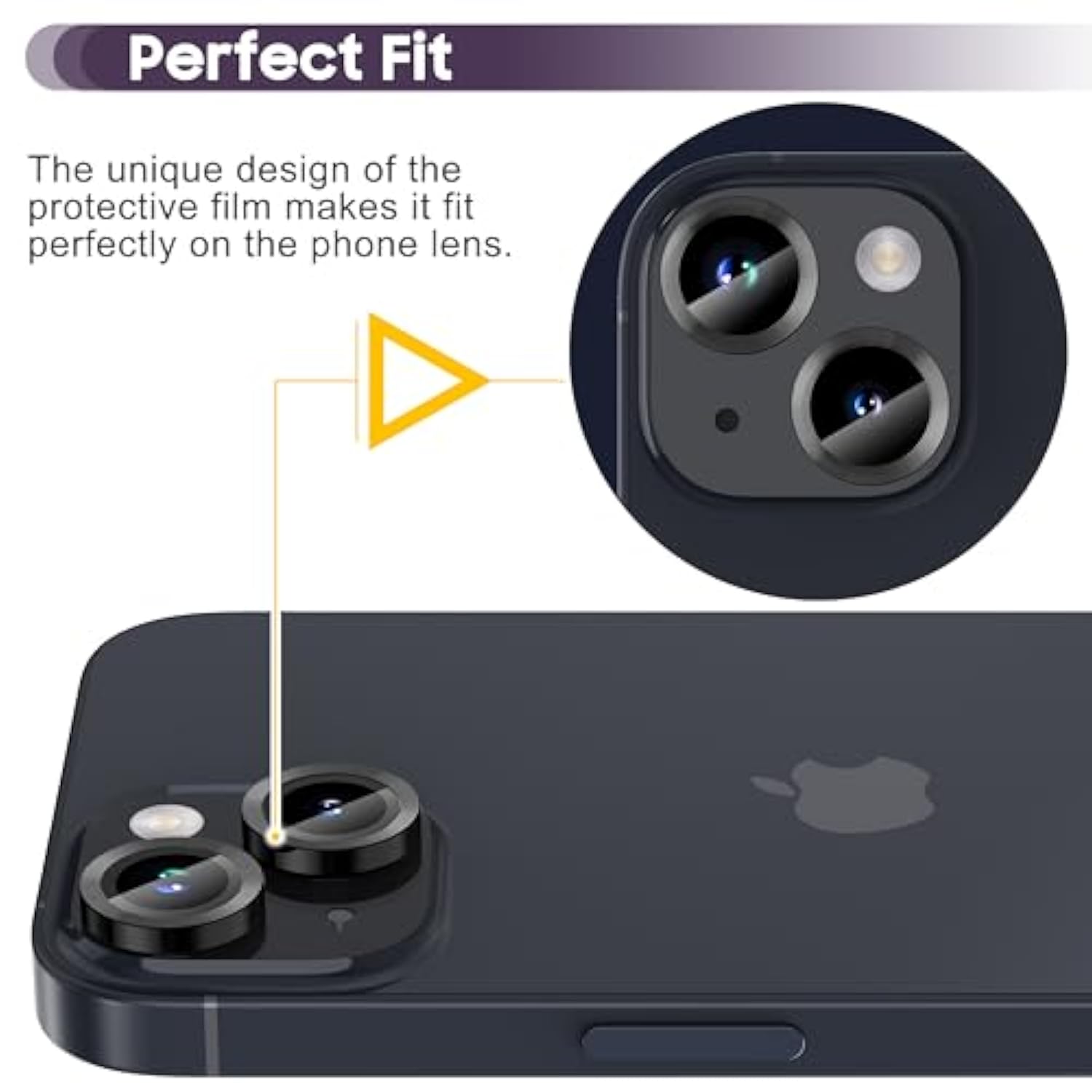 For Iphone 14 6.1 Inch/Iphone 14 Plus 6.7 Inch Camera Lens Protector, 9H Tempered Glass Film, [Does Not Affect Night Shots] Metal Lens Protective Cover - Black