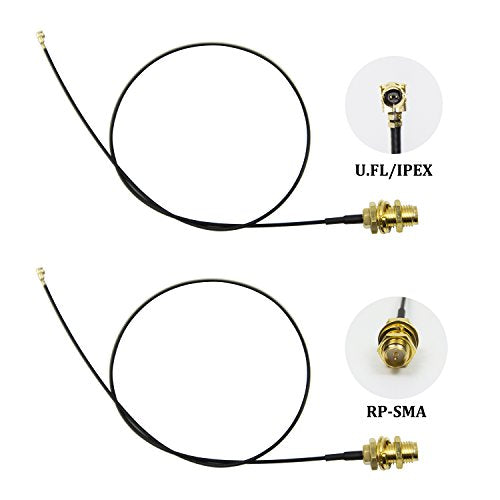 2 X 2.4Ghz 6Dbi Indoor Omni-Directional Wifi Antenna 802.11N/B/G Rp-Sma Female Connector + 2 X 20Cm/8" U.Fl/Ipex To Rp-Sma Pigtail Antenna Wifi Cable