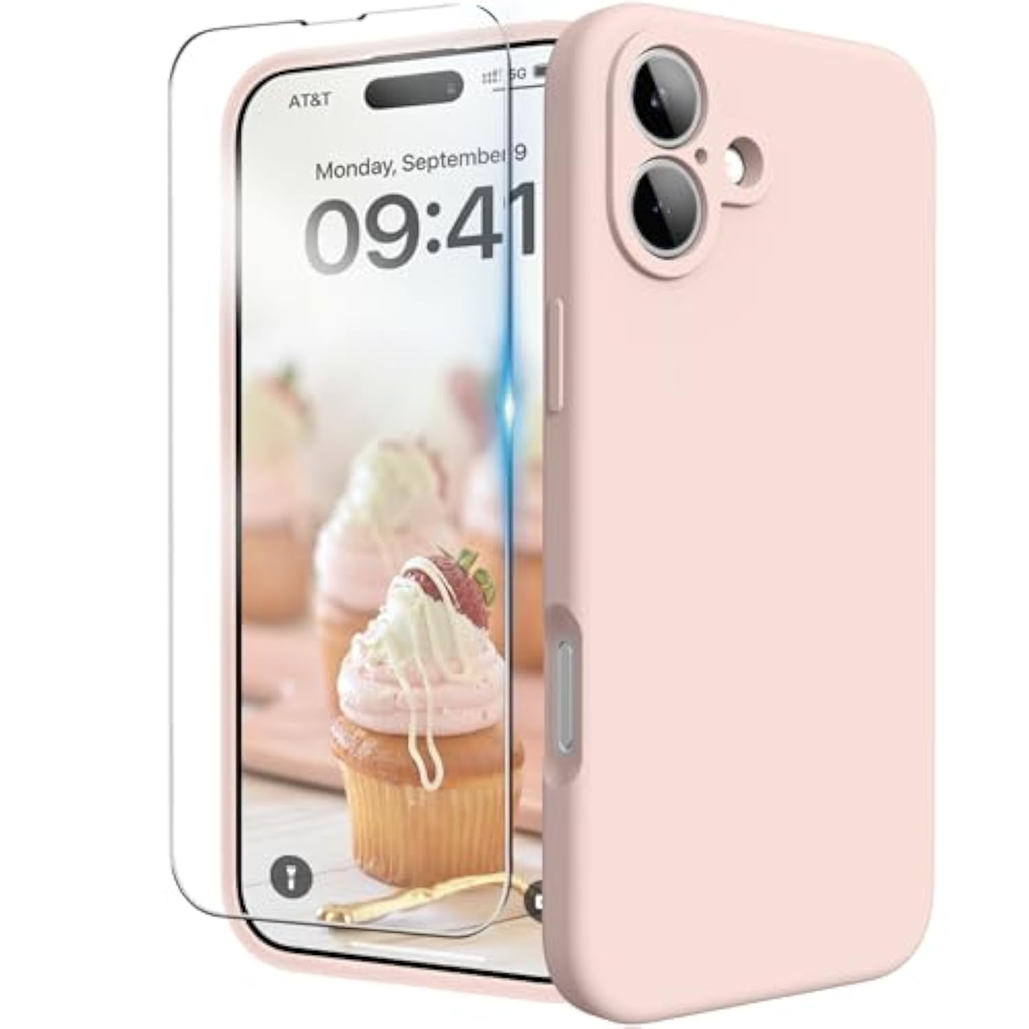 For Iphone 16 Plus Case, Liquid Silicone Case With Camera Protection Soft Gel Rubber Cover With Microfiber Lining Shockproof Protective Phone Case For Iphone 16 Plus 6.7", Chalk Pink