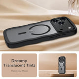 Compatible With Iphone 17 Pro Max Case With Hd Screen Protector, [Compatible With Magsafe] Cute Wave Translucent Matte Phone Case For Iphone 17 Pro Max, Black