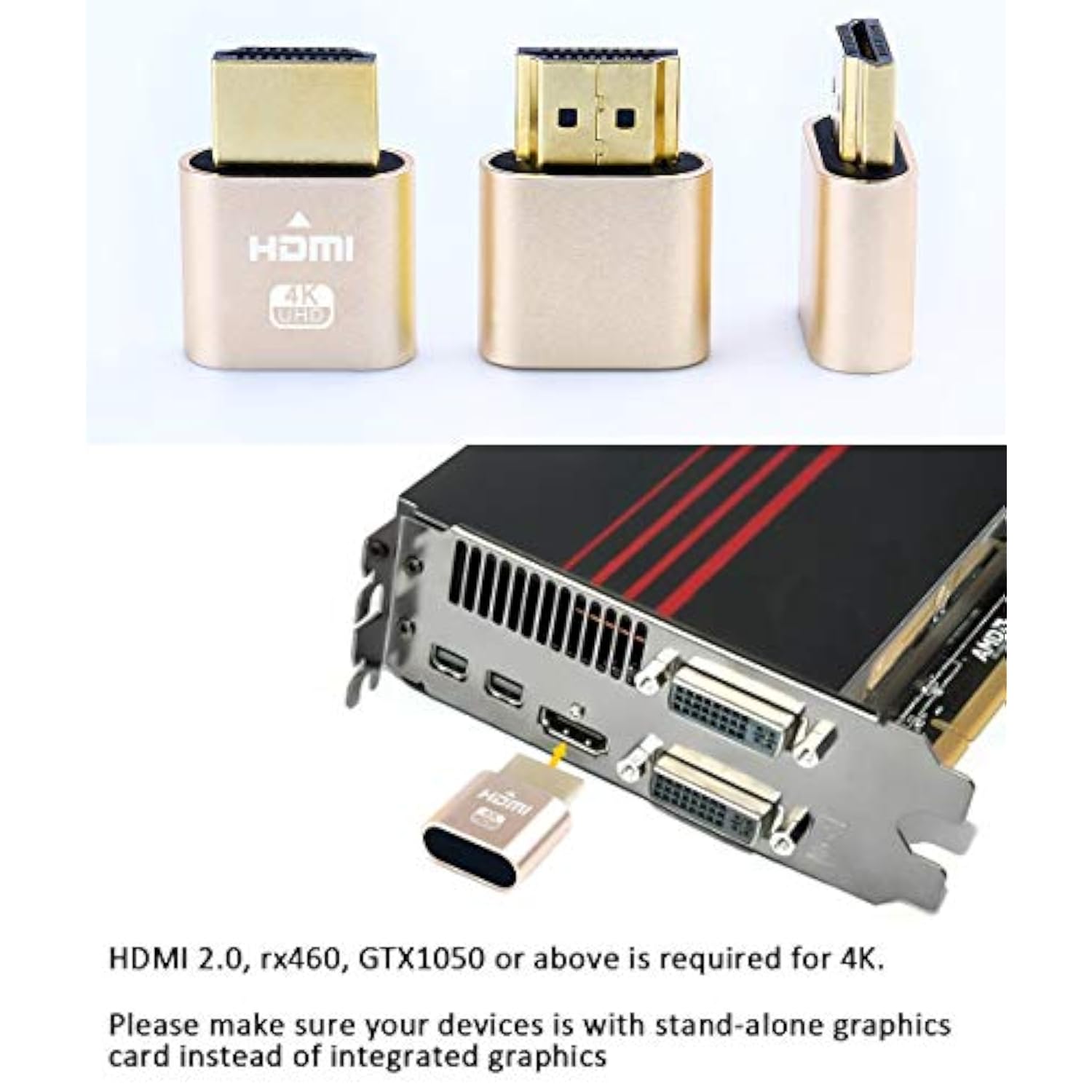 DTech 4K HDMI Dummy Plug Display Emulator Headless Ghost Adapter Compatible wi