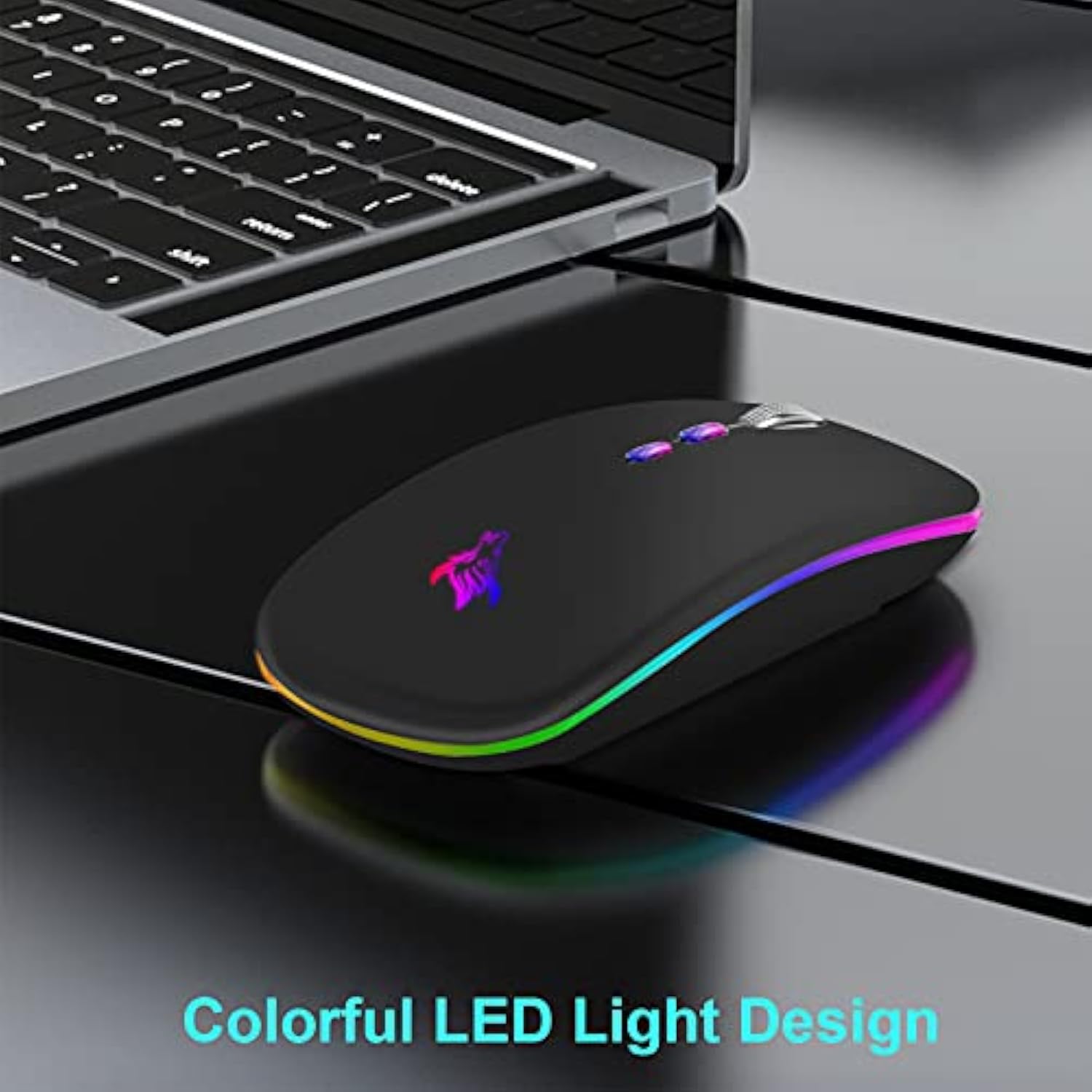 Led Wireless Mouse, Slim Rechargeable Silent Portable Usb Optical 2.4G Wireles