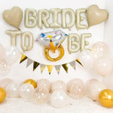 Sand White Bachelorette Party Decorations, Nude White Bride To Be Bridal Shower Balloons Decorations, White And Gold Balloons With Diamond Ring Cream Heart Balloons For Bachelorette Engagement Wedding