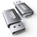 4K To Hdmi Adapter 2-Pack, Dp Pc To Hdmi Monitor Converter Video Uhd 2K@120Hz,4K@30 Dp To Hdtv Male To Female Uni-Directional Adapter Compatible For Dell, Lenovo, Hp,Gpu, Amd -Grey