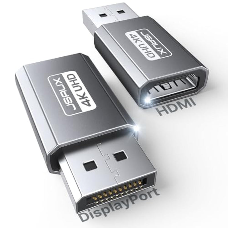 4K To Hdmi Adapter 2-Pack, Dp Pc To Hdmi Monitor Converter Video Uhd 2K@120Hz,4K@30 Dp To Hdtv Male To Female Uni-Directional Adapter Compatible For Dell, Lenovo, Hp,Gpu, Amd -Grey
