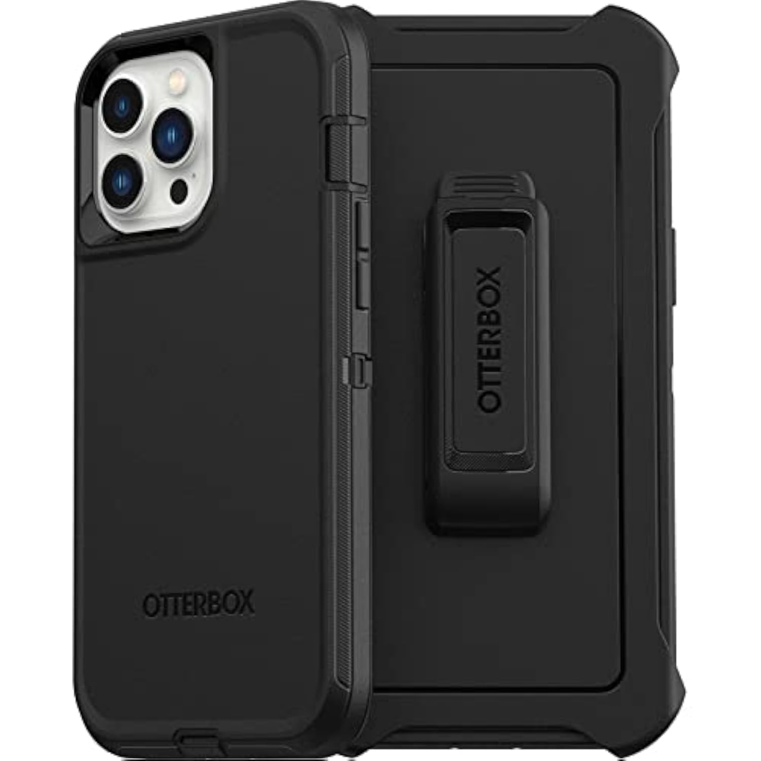 OtterBox iPhone 13 Pro Max & iPhone 12 Pro Max Defender Series Case - Black, Rugged & Durable, with Port Protection, Includes Holster Clip Kickstand