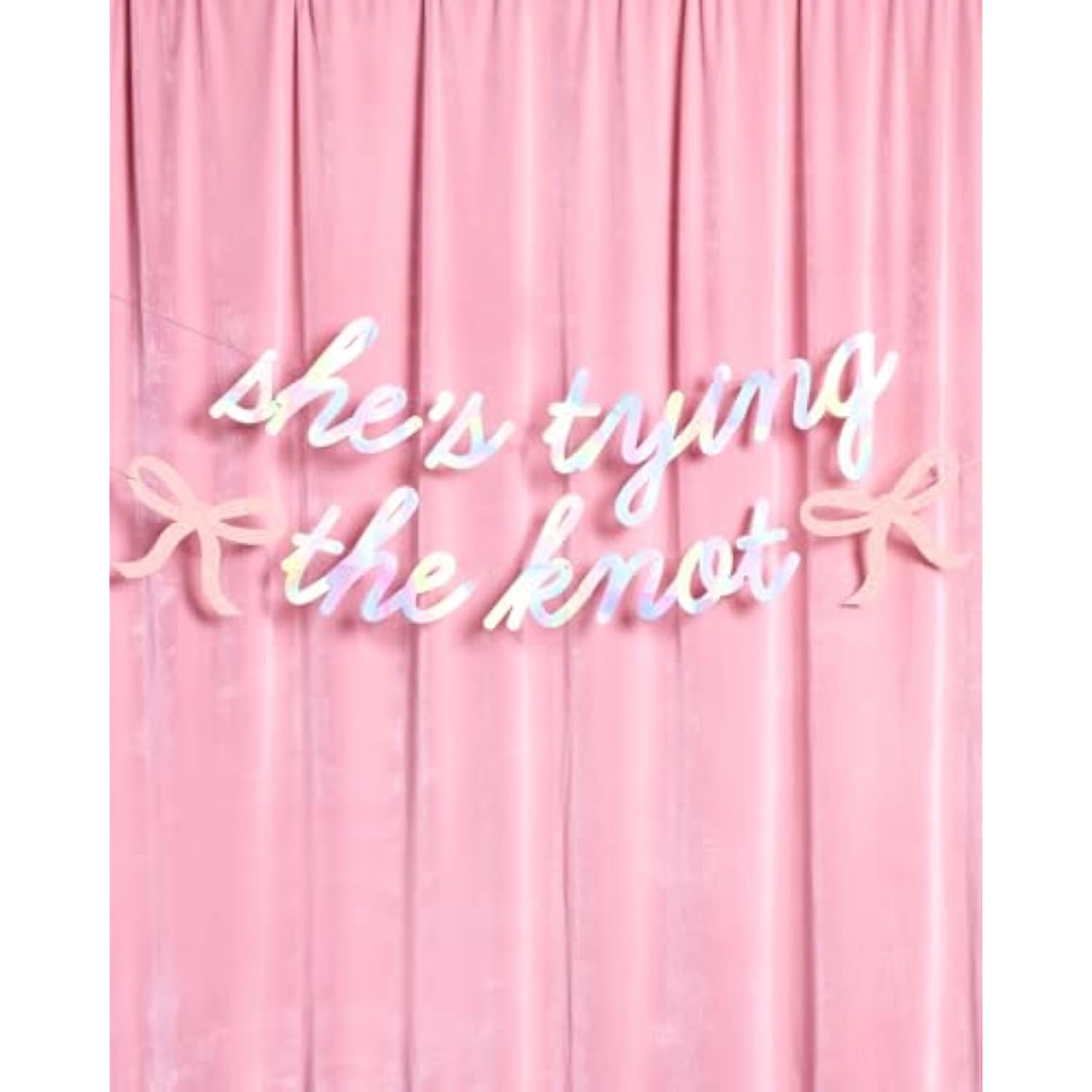 She’s Tying the Knot Iridescent Foil Banner 4.5Ft Bachelorette Engagement Decor