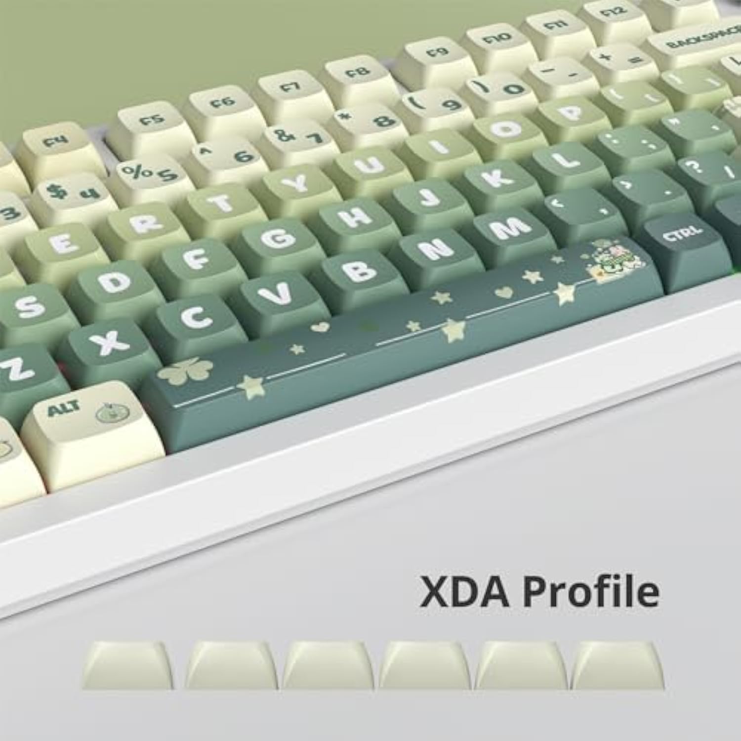 133 Keys Xda Profile Green Keycaps 75 Percent Cute Pbt Keyboard Caps With Iso