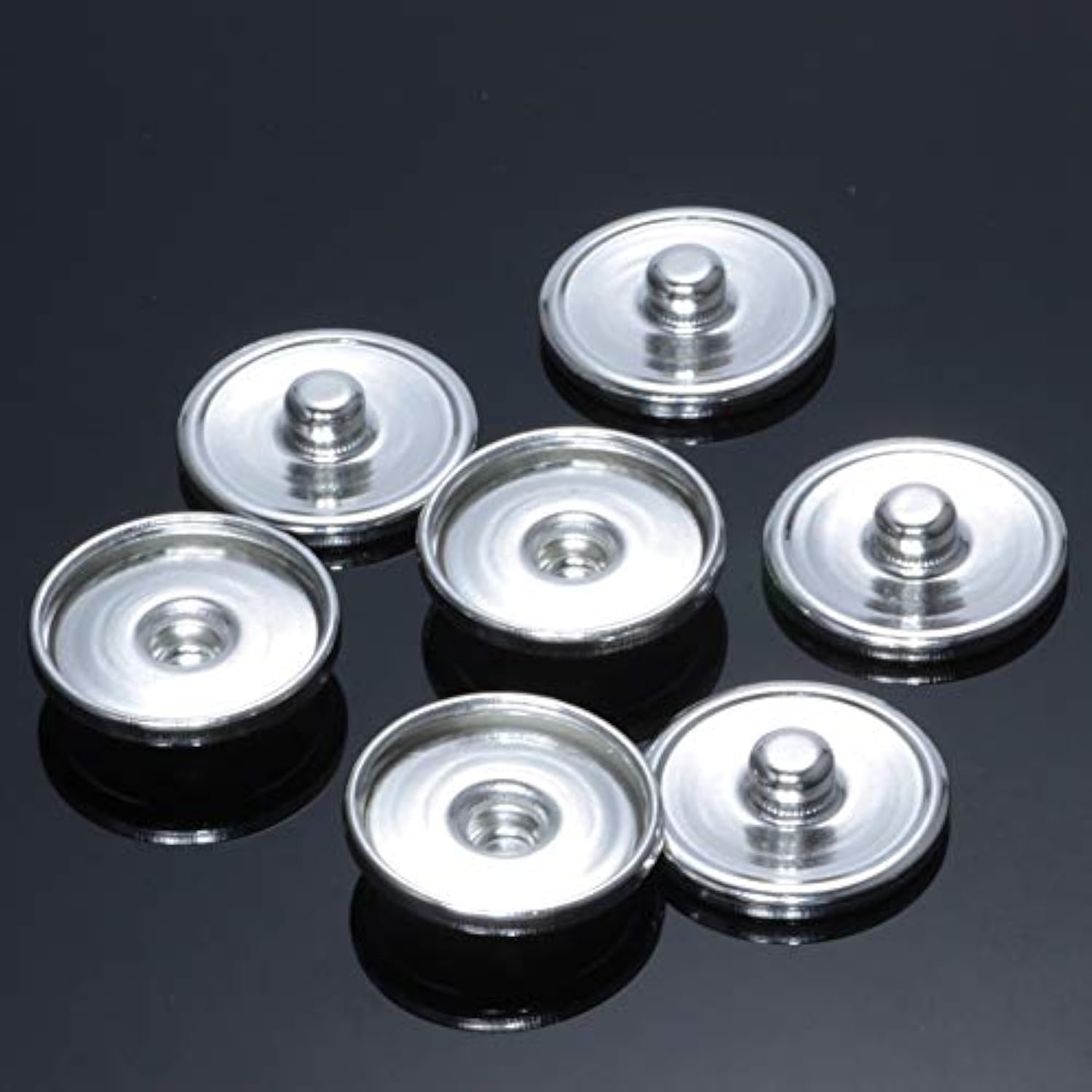 50 Pcs Snap Button Base Trays Blank Press Button Cabochon Settings Diy