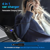 Retractable Samsung Car Charger Fast Charging For Galaxy S25 Edge S24 S23 S22 S21 S20 Ultra Fe Z Flip Fold 7 6 5,Google Pixel 9 8 7 6 Pro,45W 4 In 1 Usb C Car Phone Charger Adapter For Iphone 16 15