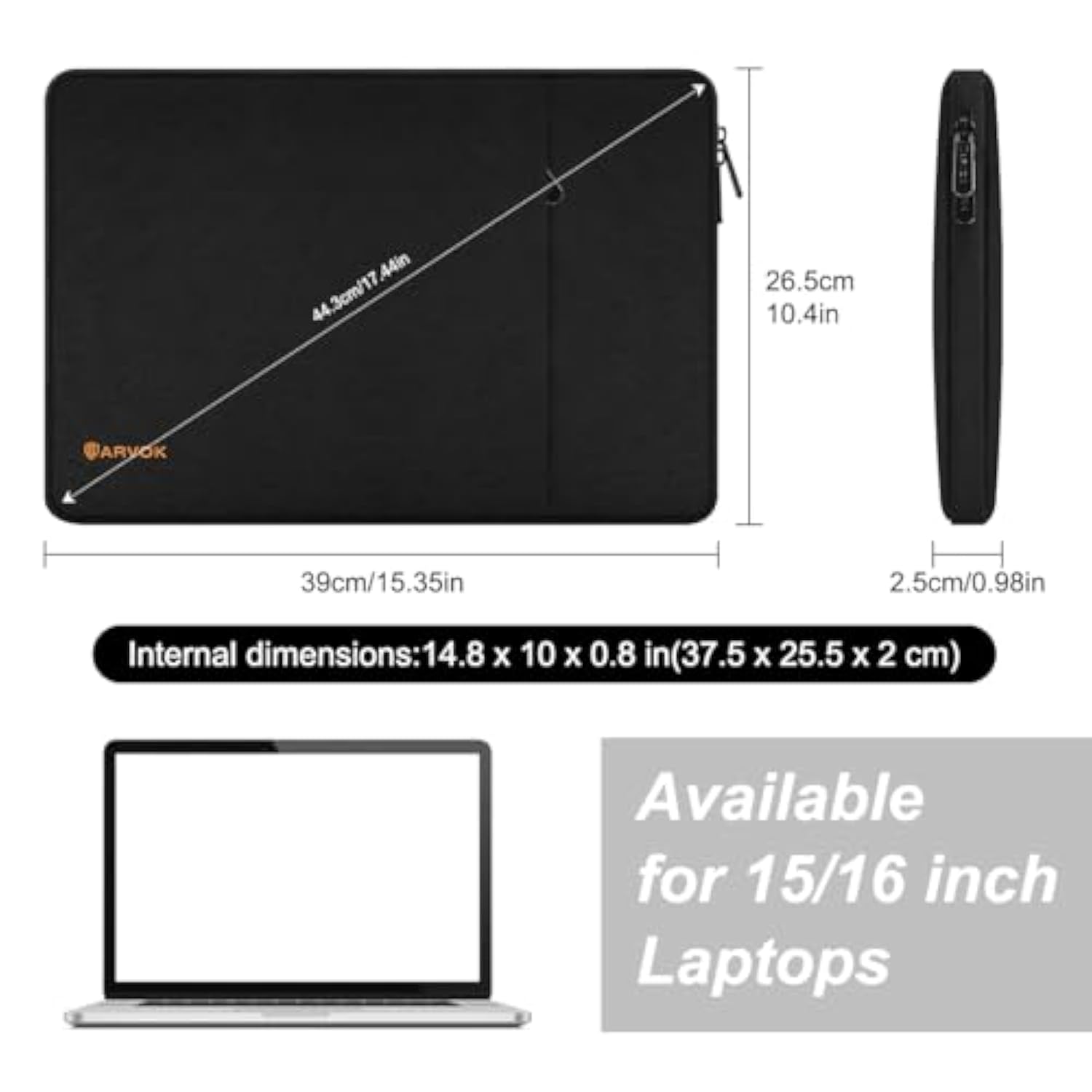 15 15.6 16 Inch Laptop Sleeve Case For Macbook Air 15/16 Inch/Macbook Pro 16 Inch, Water-Resistant Protective Portable Laptop Cover Bag For Hp/Dell/Asus/Acer/Huawei, Black