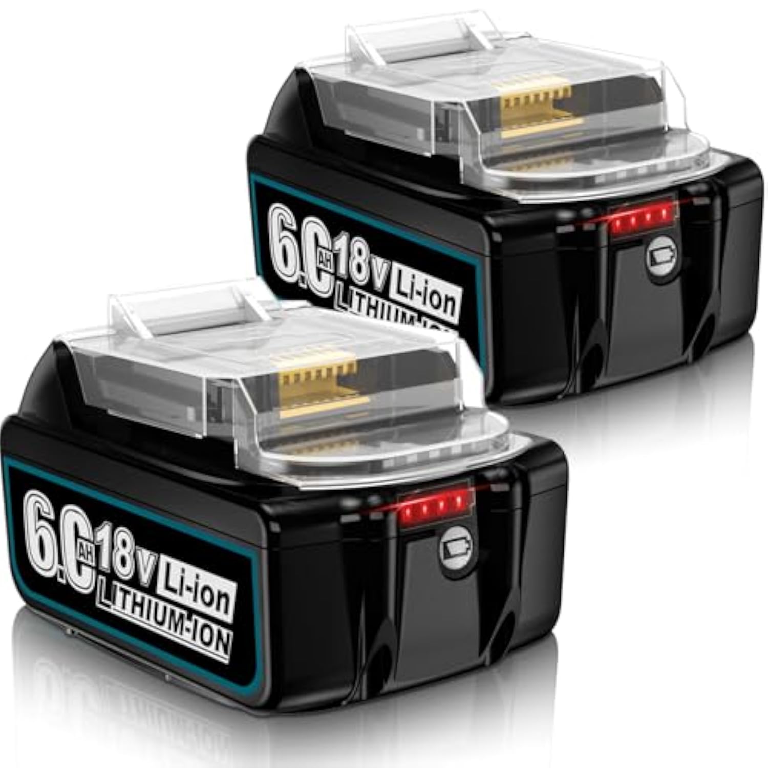 2-Pack 18V 6.0Ah Replacement Batteries for Makita with Dustproof Covers