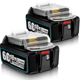 2-Pack 18V 6.0Ah Replacement Batteries for Makita with Dustproof Covers