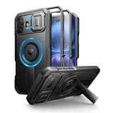 iPhone 16 Plus Case with Slide Camera Cover, Kickstand, Built-in Screen Protector, Black