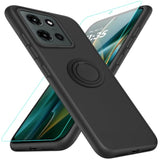Case For Motorola Moto G 5G 2025 Phone Case With Screen Protector, 360° Rotatable Ring Holder Kickstand/Stand Silicone Tpu Slim Fit Shockproof Protective Cover Case For Moto G 5G 2025 - Black