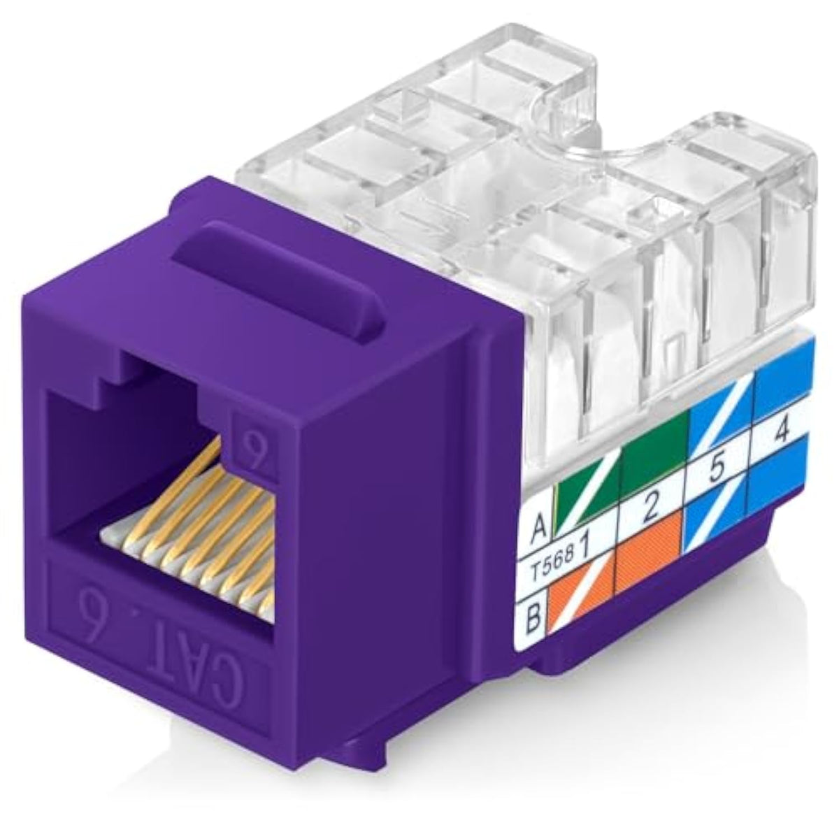 90° Angled Cat6/5E Keystone Jack In Purple - Slim Profile Rj45 Ethernet Connec