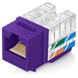 90° Angled Cat6/5E Keystone Jack In Purple - Slim Profile Rj45 Ethernet Connec