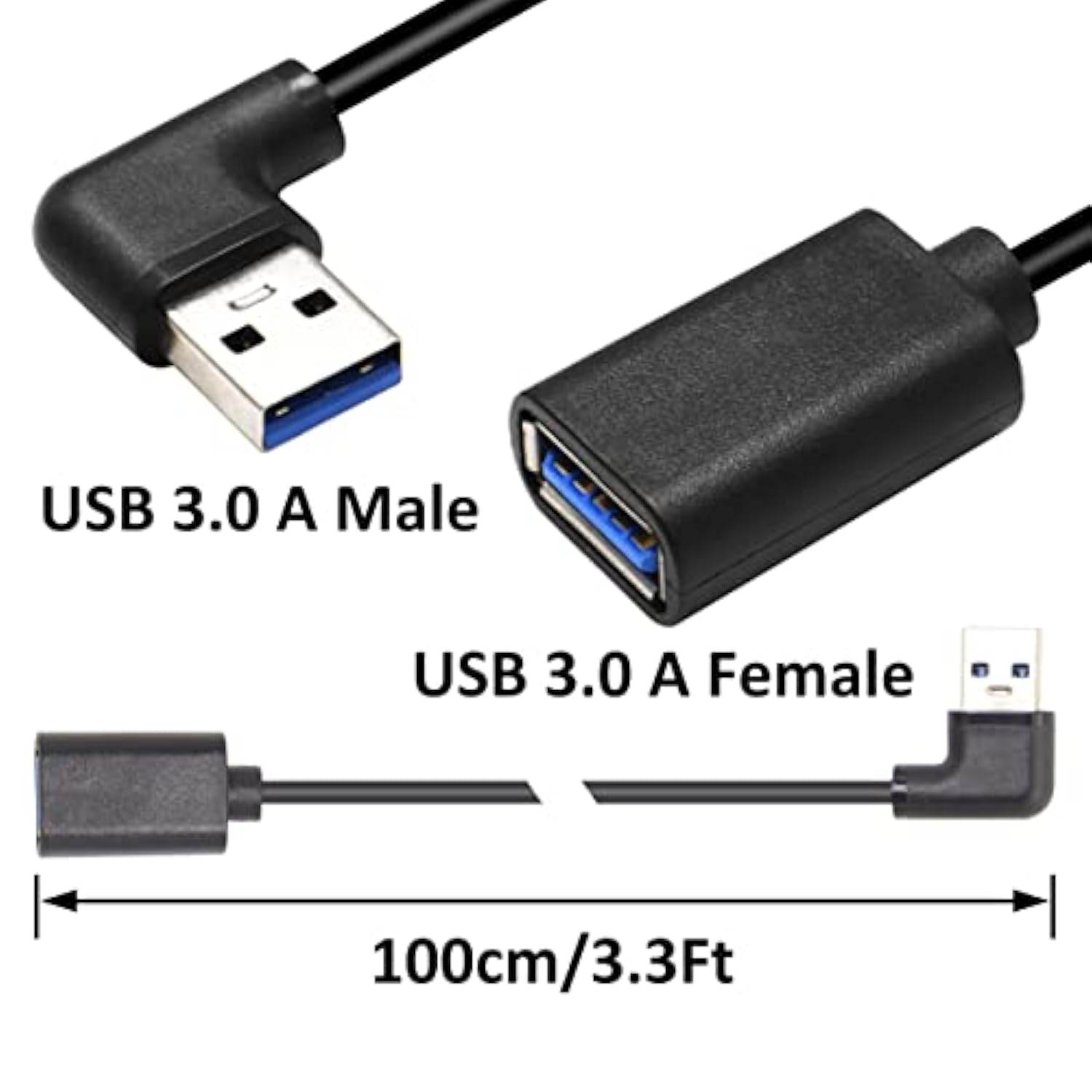 Right Left Angle Usb 3.0 Extension Cable,Superspeed 90 Degree Usb3.0 A Male To