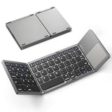 Foldable Bluetooth Keyboard With Touchpad, Ultra Slim Portable Wireless Keyboard With Rechargeable Battery For Android Windows Ios Tablets Laptop-Space Gray
