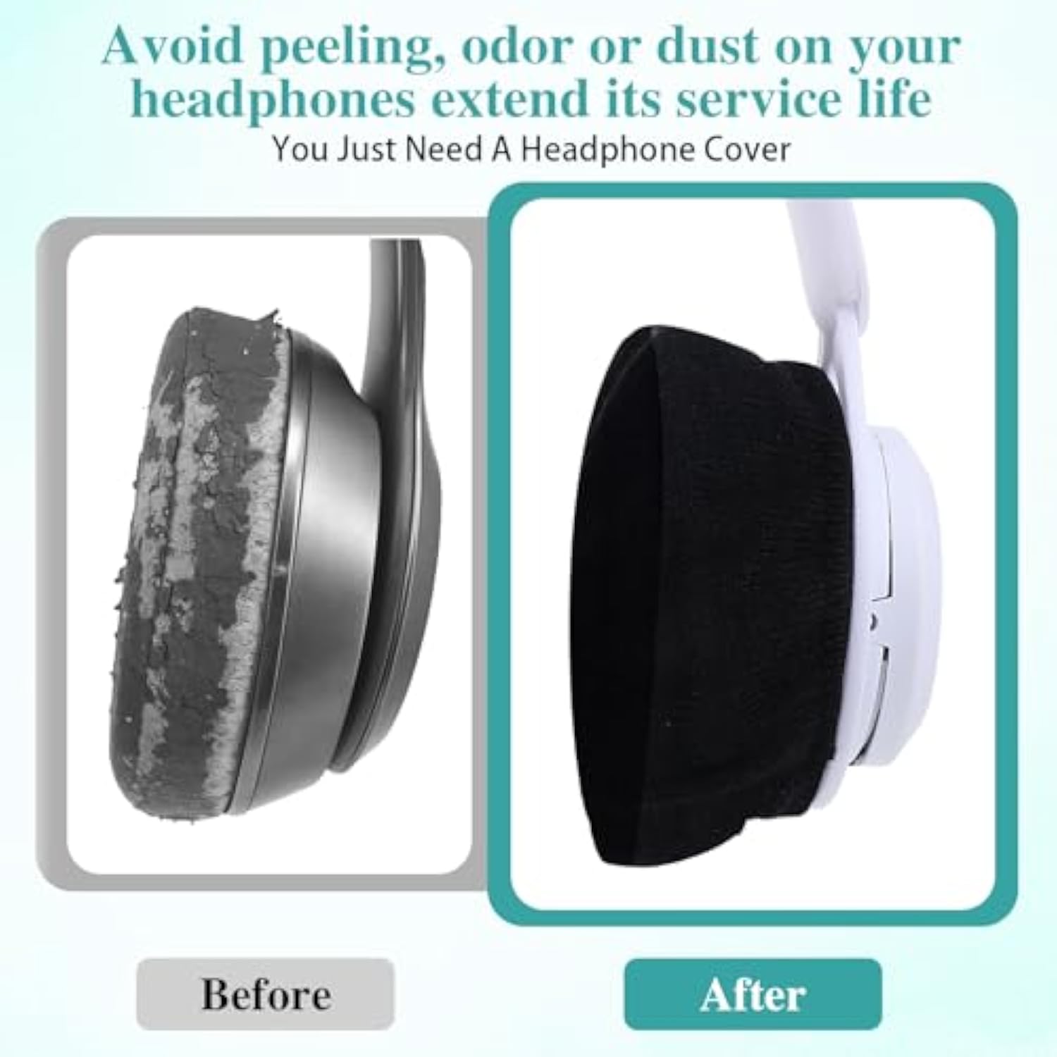 2 Pairs Earpads Sweater Cover Protectors, Stretchable Knit Fabric Headphone Sweat Earpads Covers Washable Ear Pads Protectors Compatible With Over-Ear Headsets, Fit 3.5" - 4.3" Ear Cushions