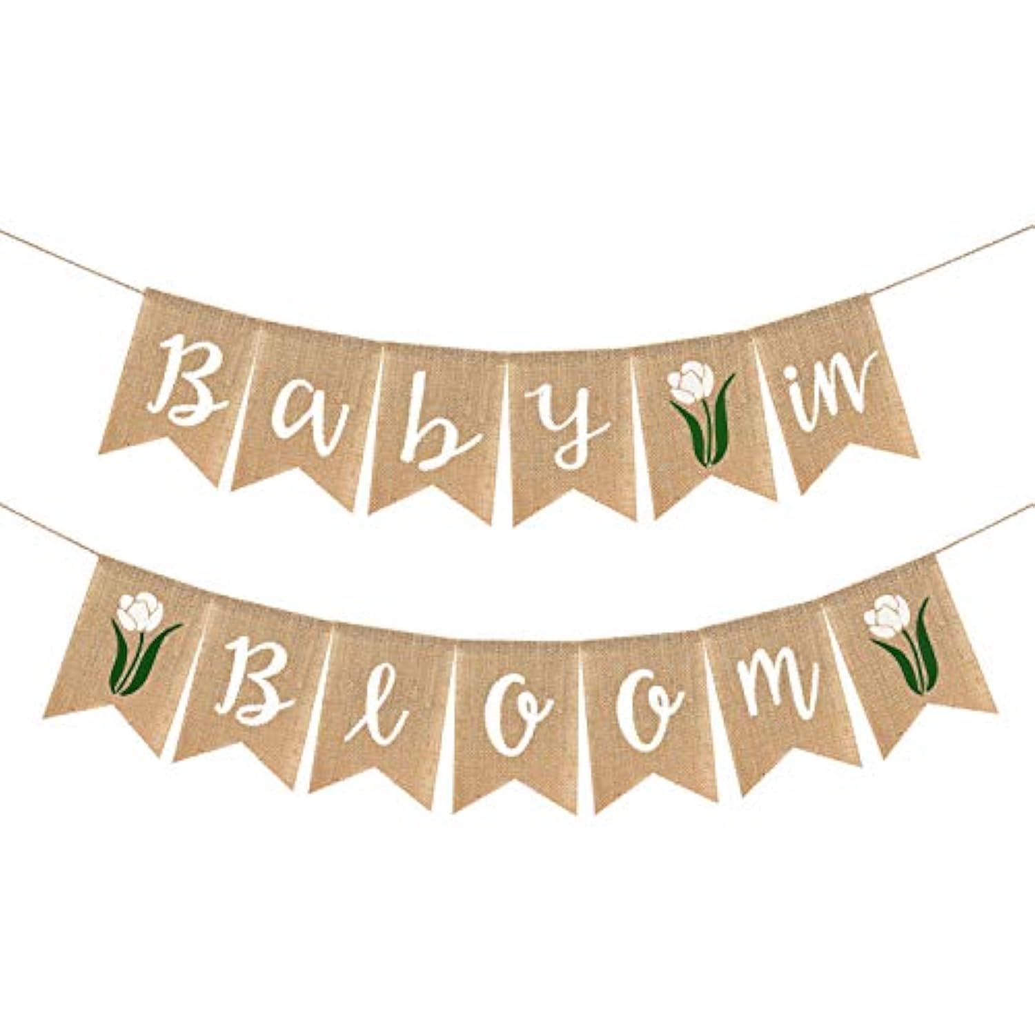 Baby In Bloom Burlap Banner With Flower Welcome Baby Jute Bunting Garland For Spring Theme Garden Mommy To Be Celebration Supplies Boy Girl Baby Shower Decoration