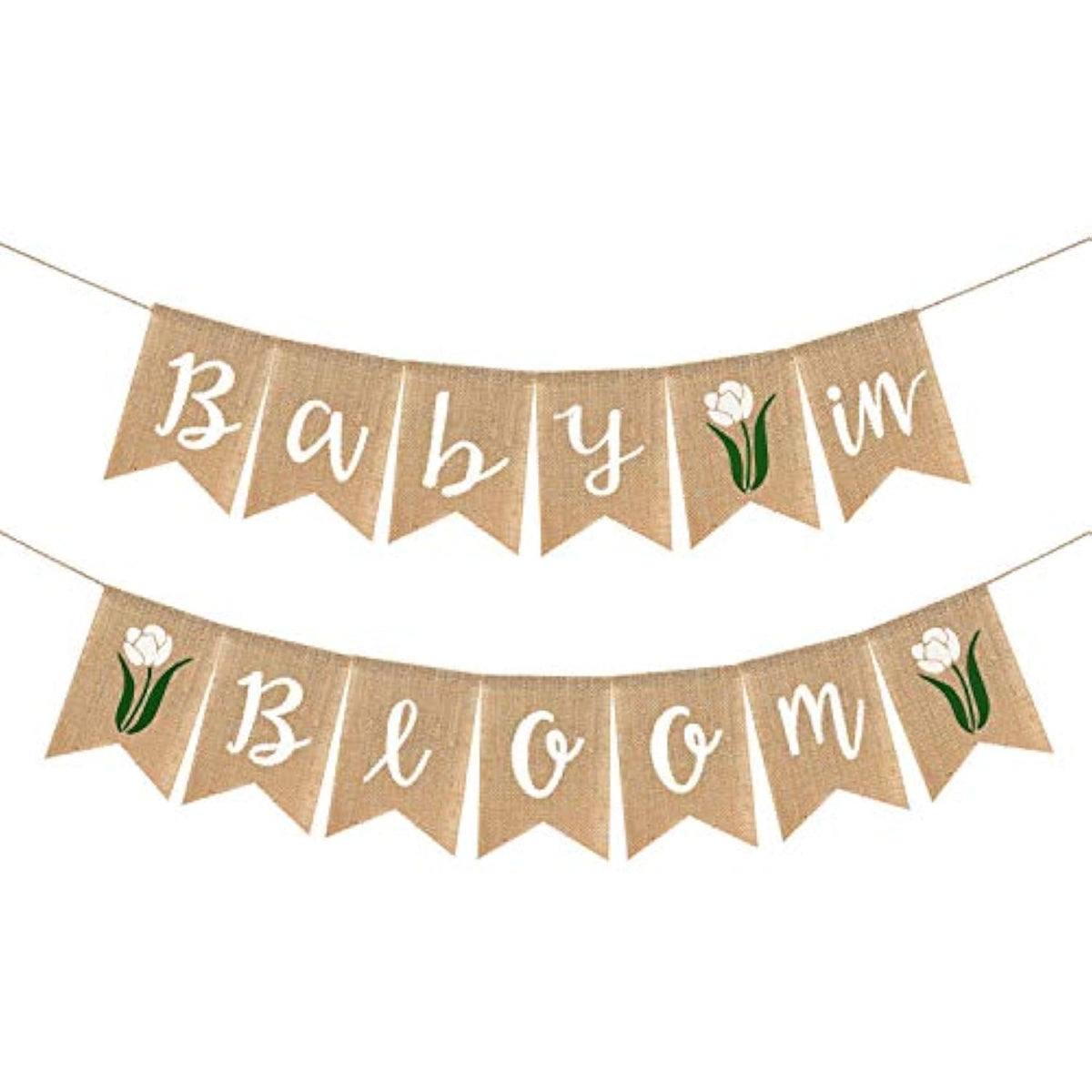 Baby In Bloom Burlap Banner With Flower Welcome Baby Jute Bunting Garland For Spring Theme Garden Mommy To Be Celebration Supplies Boy Girl Baby Shower Decoration